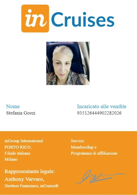 Tesserino ufficiale InCruises di Stefania Goezi